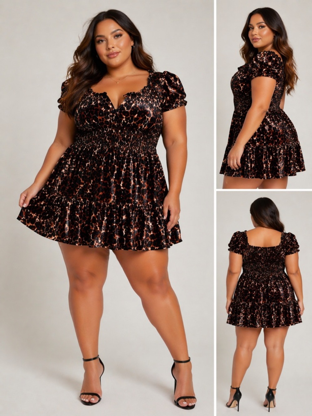 French Connection FCUK Leopard Print Velvet Dress XL NWT Brown Animal Print Mini